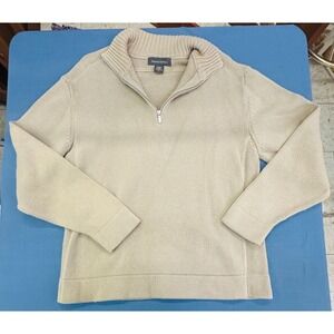 Banana Republic Mens XL Tan Beige 100% Cotton Quarter Zip Pullover Sweater